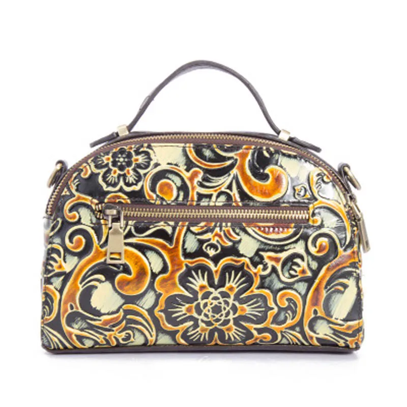 

Creative Vintage Genuine Leather Ladies' Handbags Embossed Brush Color Female Shoulder Messenger Bags Women's Small Phone Bag