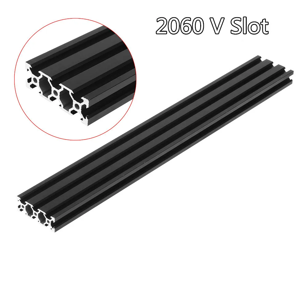 200-1000 مللي متر طول الأسود 2060 V-فتحة الألومنيوم إطار تشكيل بالبثق ل CNC ماكينة الحفر بالليزر 3D طابعة الأثاث