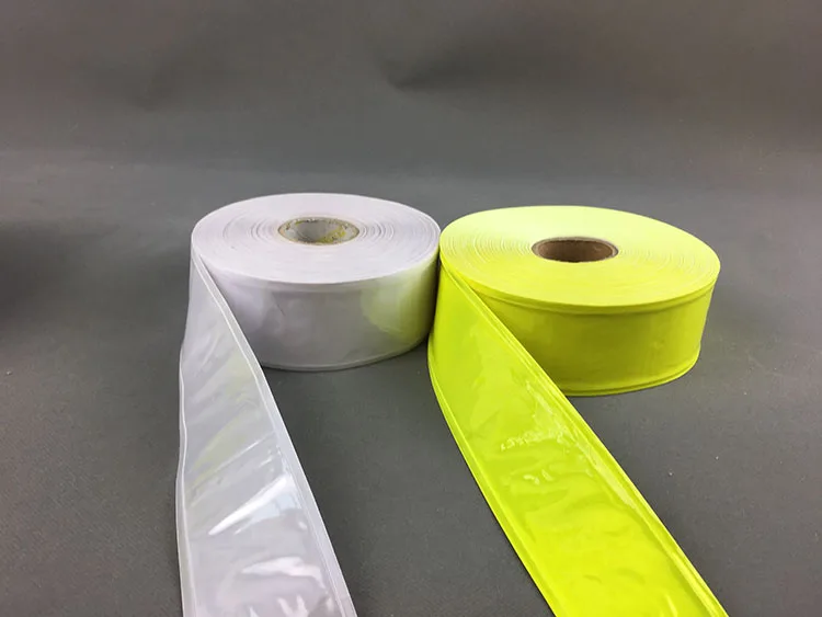 5cm50Meter High visibility Reflective Strips Fluorescent PVC Strip Safety Warning Fabric Sewing Material for Clothing Bag (8)