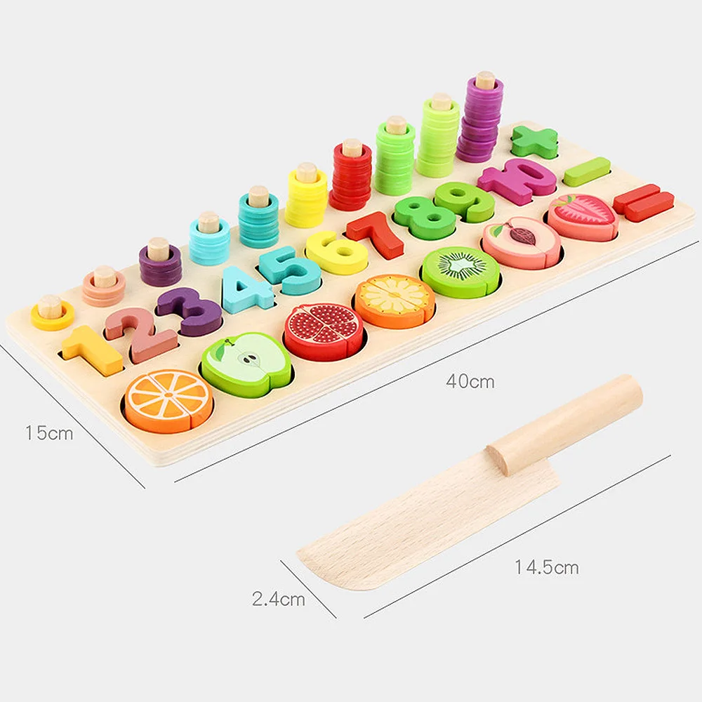  MrY 3in1 Montessori Coloful Children Preschool Teaching kids Counting and Stacking Board Wooden Mat - 33040219718