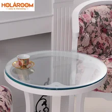 Round Transparency PVC Tablecloth Soft Glass Table cloth Waterproof Oilproof Placemat Pad Dia 60-110cm Home Kitchen Diningroom