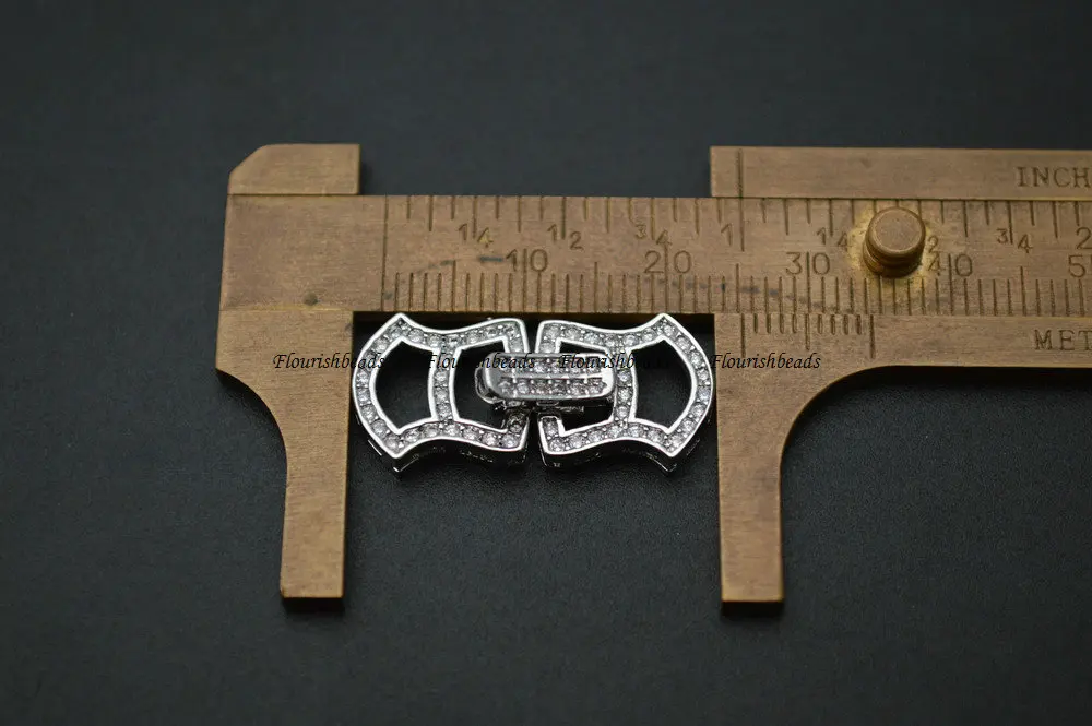 11x25 мм дизайн проложенные CZ бусины отверстие на стороне изогнутое квадратное ожерелье ювелирные изделия с застежками 5 шт. в партии