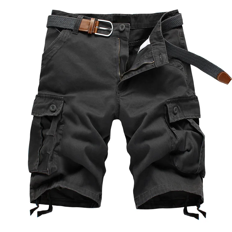 Cargo Shorts Men Summer Casual Beach Short Baggy Multi Pocket Military Zipper Breeches Male Tactical Work Shorts Plus Size 44 - Цвет: Темно-серый