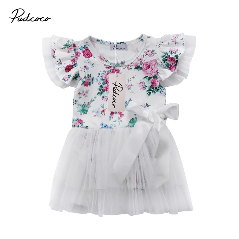 

0 to 24M Newborn Baby Girls Clothes High Quality Floral Party Short Sleeve Romper Dress Outfits Tulle Baby Clothing