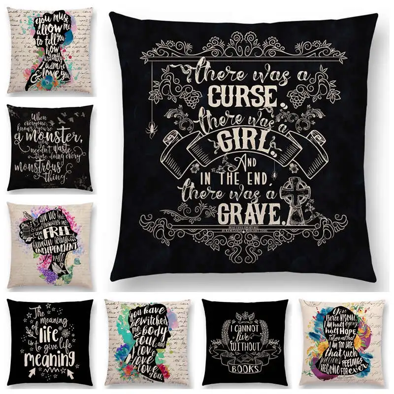 Colorful Thoughts Words Decorative Letters Cushion Cover Sofa