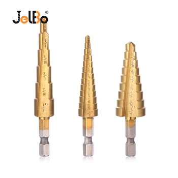 

JelBo 3PCS Metal Step Drill Bit Set 3/16-1/2/1/4-3/4/1/8-1/2 Set Drill Bit Kits for Woodworking Drilling Hole Tool Accessories