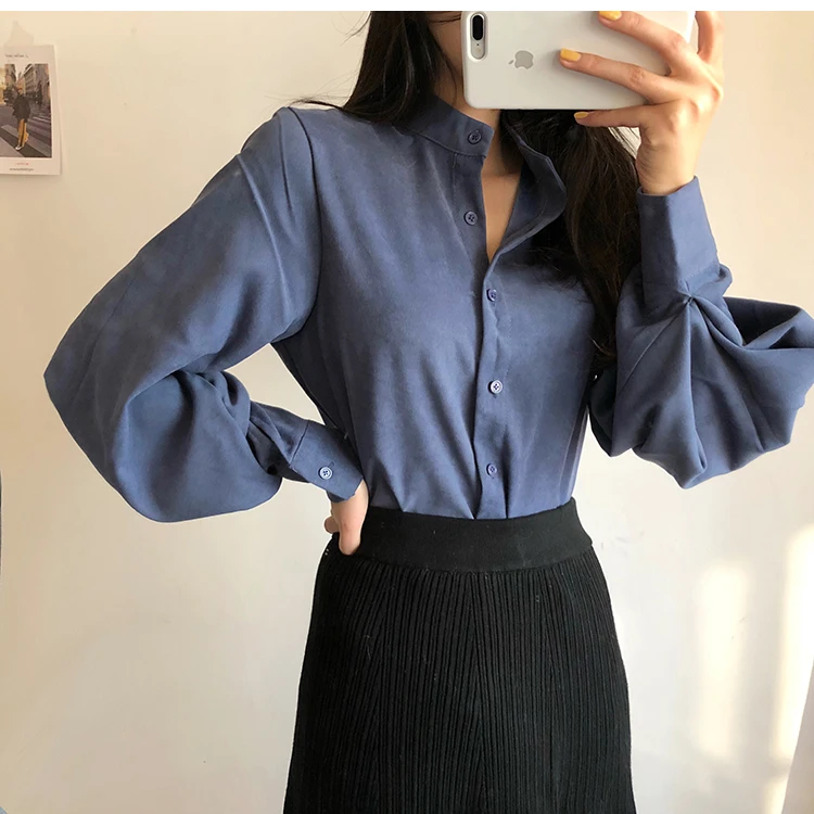 2018 spring Autumn Tops Office Blouses Women Lantern