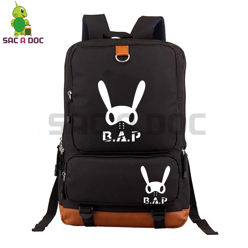 

Kpop BAP Rabbit Team Backpack Canvas School Bag for Teenage Girls Boys Daily Laptop Backpack Zelo Yongguk Printed Travel Bags