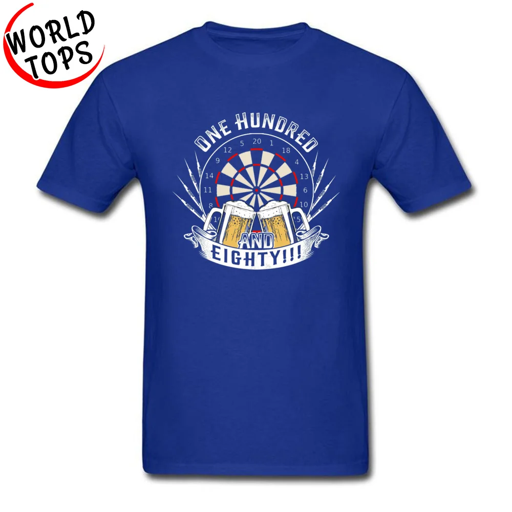 Design T-Shirt for Men Funny Summer Fall Tops Shirt Short Sleeve Cute Casual Tee Shirt Crew Neck 100% Cotton Top Quality One hundred and eighty dart beer gift 5631 blue