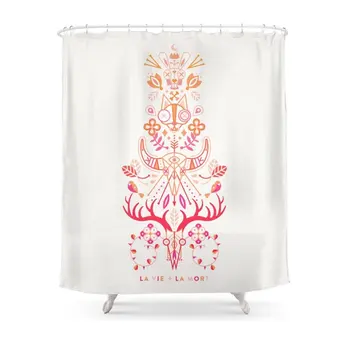 

La Vie La Mort Pink & Orange Ombre Shower Curtain Set