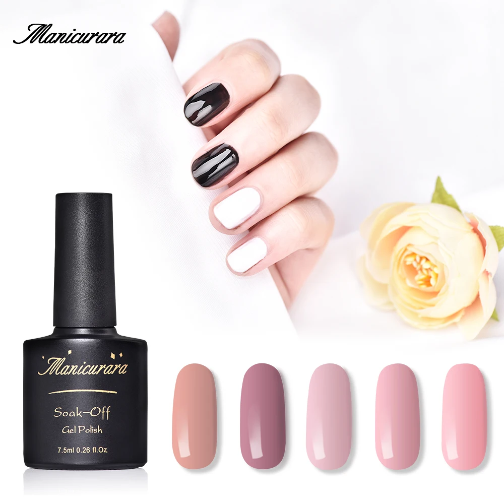

Manicurara 7.5ml Pink Nude Soak Off UV Gel Polish Nail Gel Long Lasting Pure Color Gel Nail Art Varnish Manicure Decoration