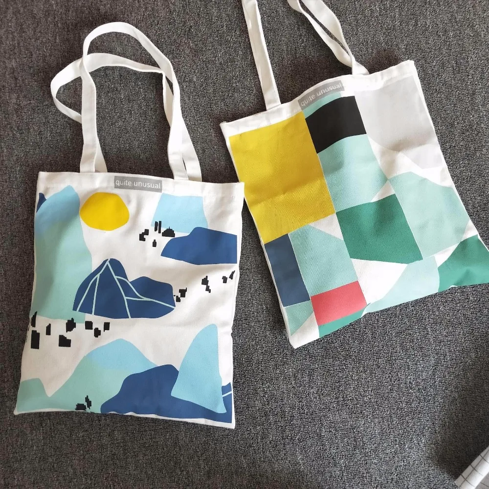 

fashion women casual soft canvas shopping bags 2018 autumn new arrival female zipper cartoon printing shoulder bags