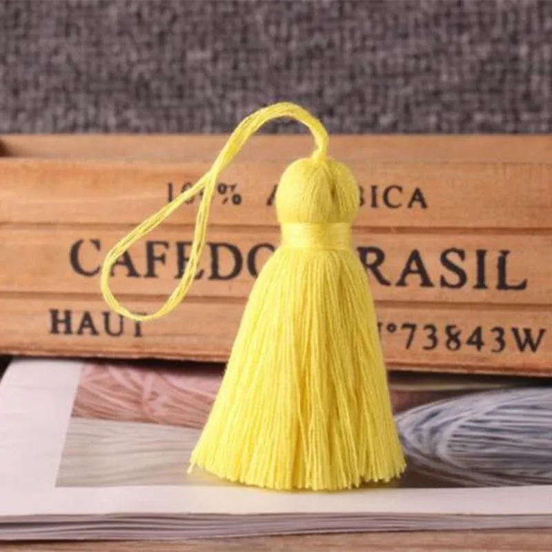 DIY 2 шт. простой хлопок кисточкой кулон ремесла/одежда/серьги 5 см - Цвет: Lemon yellow-2pcs