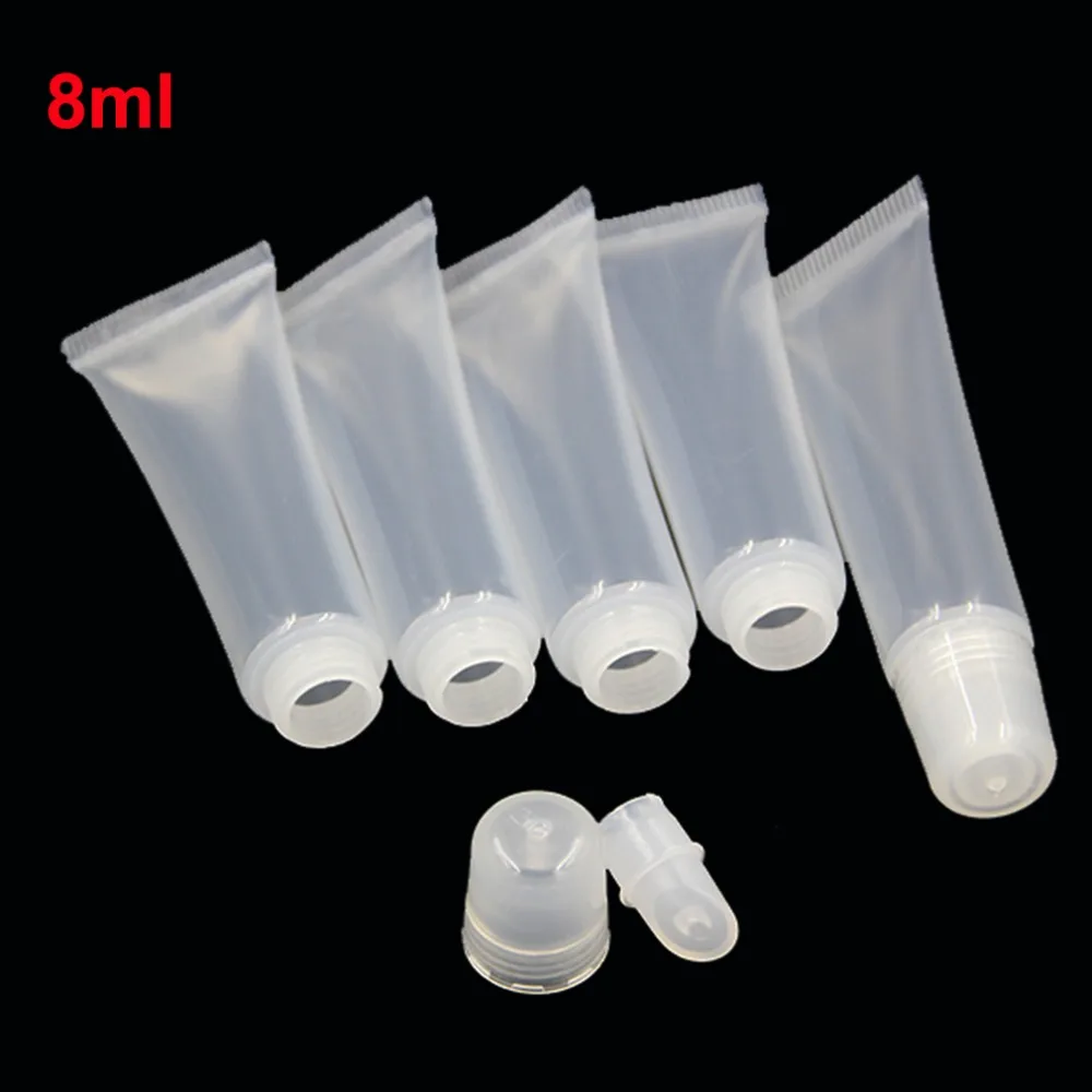 20pcs 8ml Plastic Clear Empty Lip Gloss Tubes Cosmetic Soft Squeeze