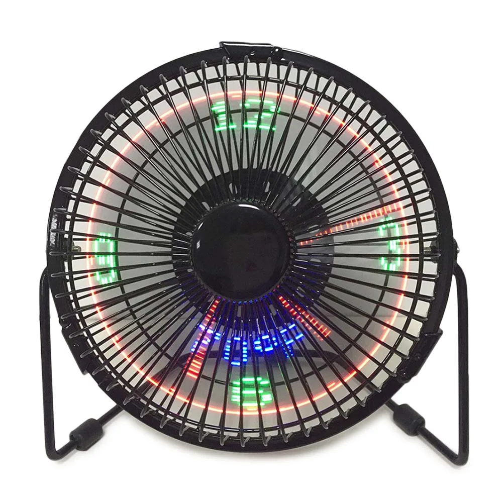 

Hot Multifunctional USB LED Fan 6 Portable 360 Degree Rotation Metal Fan with Clock Temperature Display AU08