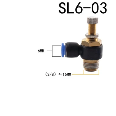 SL пневматический L Тип регулятор скорости потока 4-12 мм OD шланг трубка 1/" 1/4" 3/" 1/2" BSP Мужской газовый воздушный поток предельный клапан быстрая установка - Цвет: SL6-03