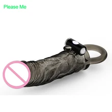 Couple Erotic Sex Products Jelly Pleasure Black Warrior Vibrating PET Crystal Condoms Penis Enlarger Sleeves Cock