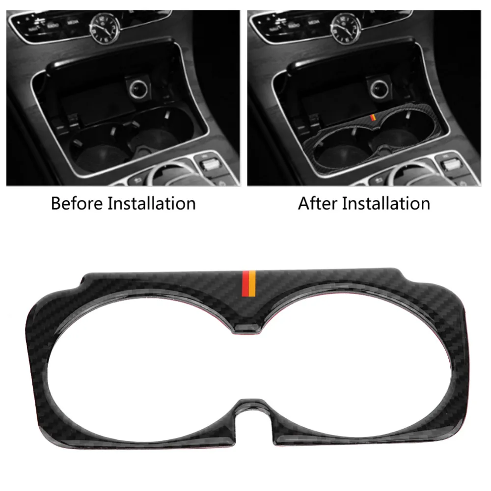 

1Pcs Car Auto Carbon Fiber Car Cup Holder Frame Trim Sticker for Mercedes Benz C Class W205 C180 C300 GLC New Arrive