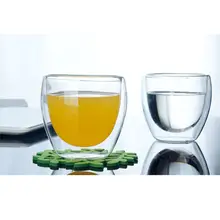 Модные Чай Cup жаропрочных стакан из двойного стекла 150/250/350/450 мл Стекло прозрачная двойная стенка Кофе чашки кубок изолировать