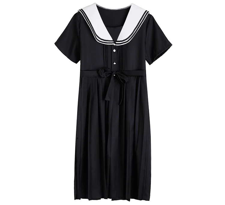 Японская школьная форма-костюм, женское летнее платье в консервативном стиле в полоску с матросским воротником, длинное плиссированное платье средней длины jurkjes