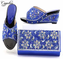 Capputine New Arrival Rhinestone Ladies Shoes And Bag Set Italian Style High Heels Shoes And Bag