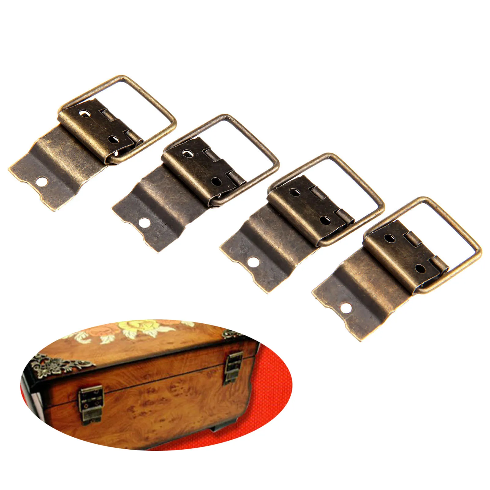 DRELD unids 4 piezas muebles Hardware antiguo bronce gabinete bisagras muebles accesorios puerta bisagras cajón joyería caja bisagra 38x21mm