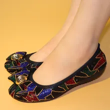 Свадебные туфли на плоской подошве Женская Удобная обувь с резиновой подошвой; туфли-лодочки в африканском стиле; итальянские модные дизайнерские туфли с блестящей кристаллической кожей