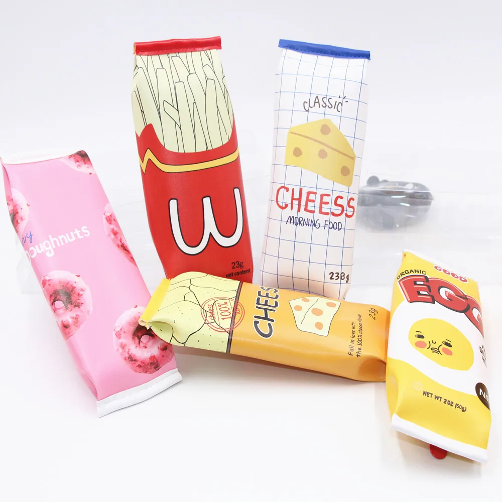 

21.5*7.5cm Cartoon Pattern Pencil Bags Wallet New Korean Style Simulation Fun Snacks School Supplies Waterproof Stationery Bag