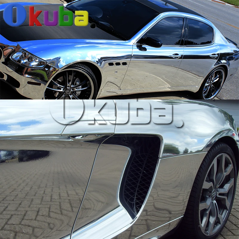 High Flexible Silver Chrome Mirror Vinyl Car Wrap Stretch Adhesive