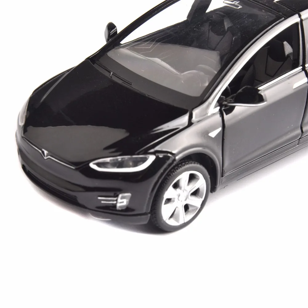 1:32 Масштаб W звук и свет оттягивающаяся назад модель автомобиля X90 Тесла синий красный черный сплав литые модели автомобилей коллекция детских игрушек США