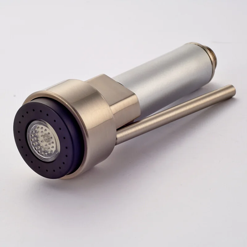 

Free Shipping Brushed Nickle Pull Out Sprayer Kitchen Faucet Replacement Spray Head Nozzle with led light