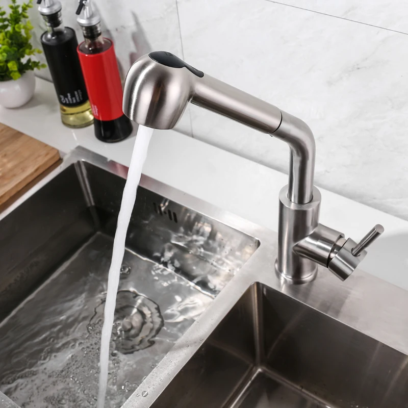 

IVRICH Pull Out Spring Kitchen Faucet 2 Mode Handheld Drawable Sprayer kitchen tap Stainless SUS304 Sink kitchen mixer VR1802