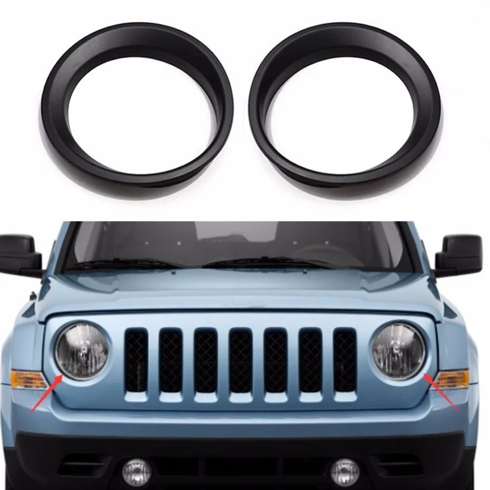 

2pcs Black Front Head Light Head Lamp Cover Trim 2pcs for Jeep Patriot 2011-2016