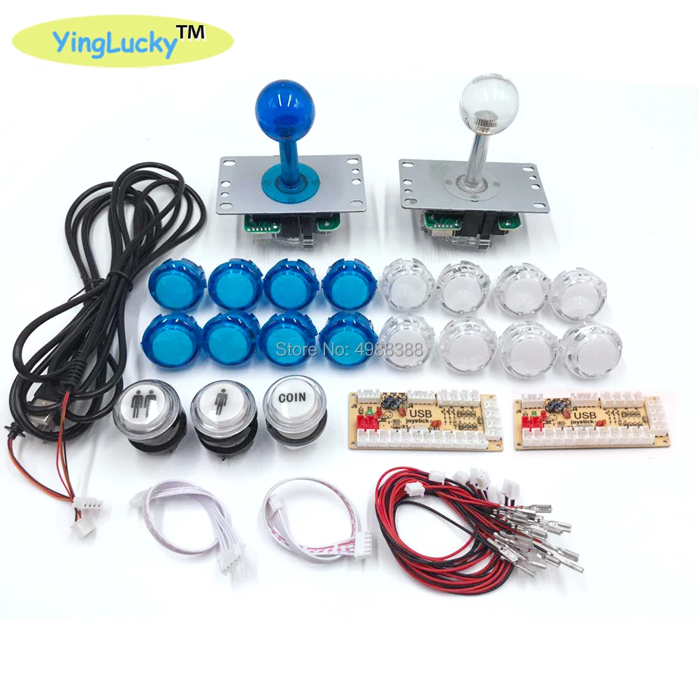 Yinglucky Джойстики для аркадных игр с нулевой задержкой DIY Kit USB энкодер для ПК Джойстик Sanwa для аркадных игр+ кнопочные кнопки Sanwa для аркадных игр Mame - Цвет: blue-white