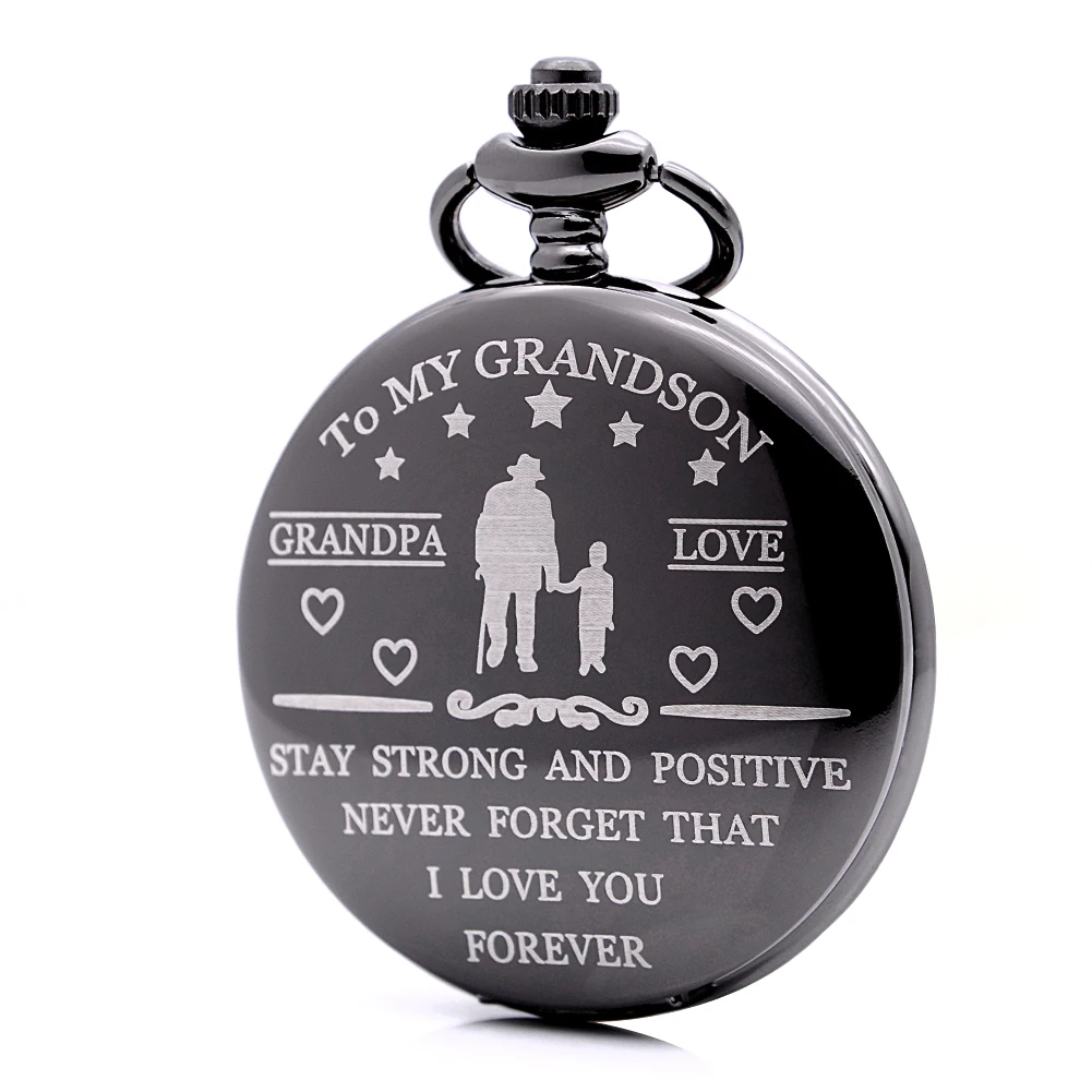 Engraved Pocket Watch Creative Gift Idea to My Grandson Grandpa's Love Never That I Love