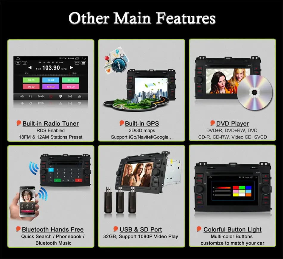 Cheap Ownice C500 4G SIM LTE Car DVD for Toyota Prado Land Cruiser 120 2002 - 2009 Android 6.0 Octa 8 Core 2G RAM 32G ROM Radio GPS BT 12