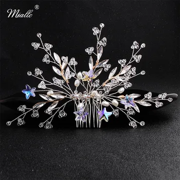 

Miallo 2019 Newest Star Flowers Handmade Wedding Hair Comb Clips Austrian Crystal Bridal Hair Jewelry Accessories Headpieces