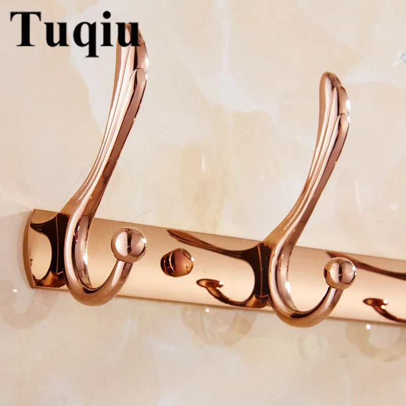 Wall Mount Brass Single Hanger Towel Hat Coat Clothes Hook Rack Rose Gold