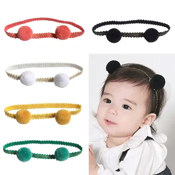 

2019 Flowers Headbands Fur Ball Lace Hair Band Baby Girl Headband Rabbit Ears Girls Lace New