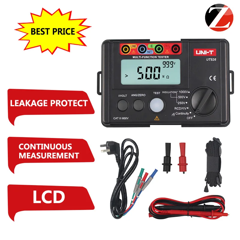

UNI-T UT526 Multi-function digital electric meter Electrical Insulation Tester Earth Resistance Meter RCD Test Free Shipping