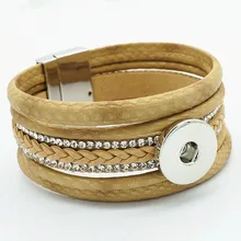 SE0141 модный коричневый и белый кожаный многослойный браслет на магнитной застежке подходит 18 мм застежка-молния