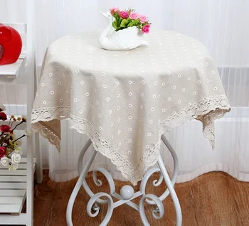 

2019 New Large Plaid Floral Cotton Linen Square Custom Round Tablecloth Waterproof Oilproof Tablecover Pastoral Style Lace Cover