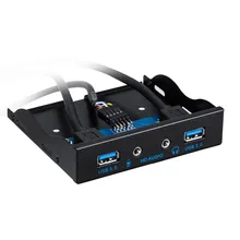 20 Pin 3.5″ 4 Ports USB 3.0 Hub Audio Mic for Internal 3.5 Inch Floppy Disk Bay Front Panel Bracket Cable Adapter