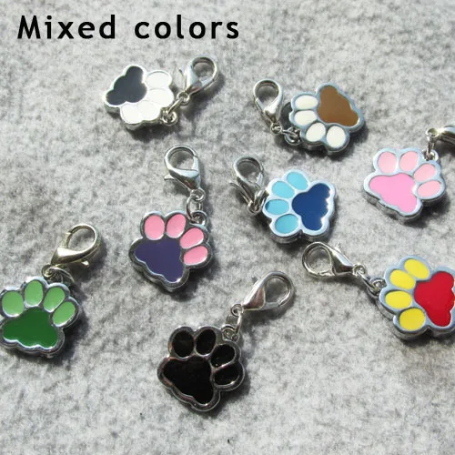 100 шт/партия цинкового сплава незаполненные бирки на ошейник для собак маленькая лапа кошка значок для собаки подходит для лазерной/алмазной гравировки - Цвет: Mix colors