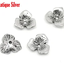 Бусины Из Цинкового металлического сплава, колпачки, четырехлистный клевер, античное серебро(подходит для бусин 14 мм-20 мм), узор в полоску, 11 мм x 10 мм, 9 шт., новинка