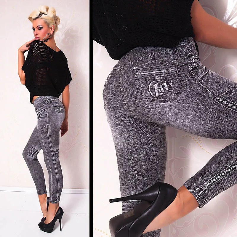 Леггинсы для работы серые модные стильные джинсовые леггинсы женские леггинсы трендовые суперпредложение джинсы тип леггинсы джинсы NQ989354 - Цвет: zipper
