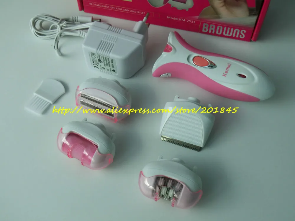 

2Pcs 4-In-1 Rechargeable Electric Female Depilation Bikini Hair Removal Shaver Razor Foot Care Callus Remover For Women