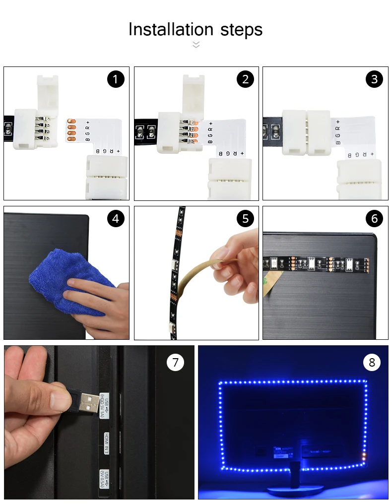 5 В USB силовой светодиодный светильник 5 Вольт RGB 5050 светодиодный диодный светильник лента 1 м 2 м 3 м ТВ ПОДСВЕТКА Настольный ПК фоновый декоративный светильник ing