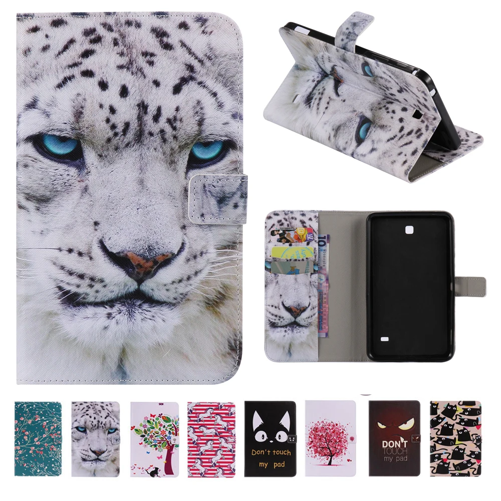 Comprar Para coque Samsung Galaxy Tab 4 7.0 t230 t235 funda Sleep wake up función de impresión folio pu del soporte del cuero fundas con función cartera para móvil