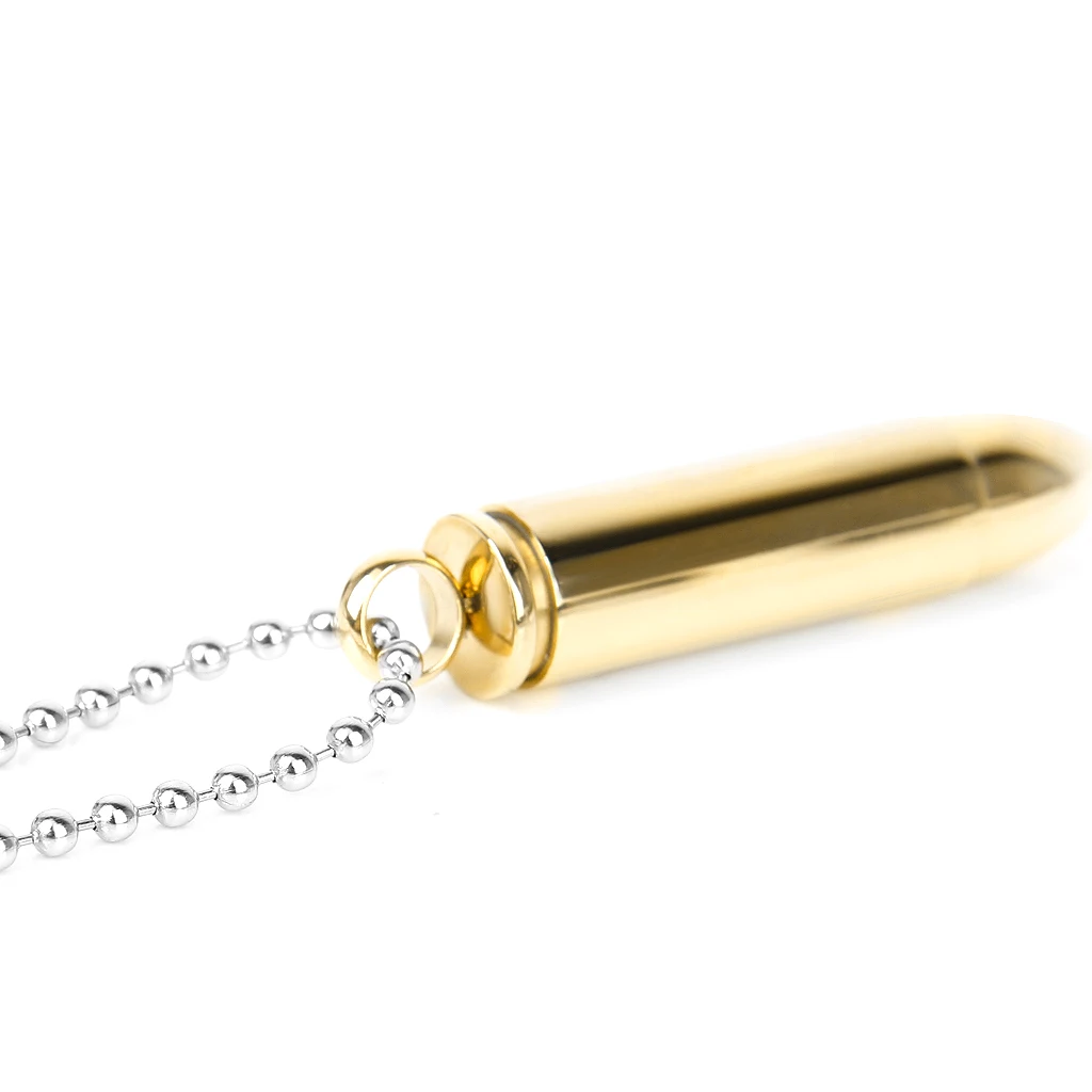 Mens Womens Stainless Steel Bullet Necklace Pendant Cremation Urn Jewelry